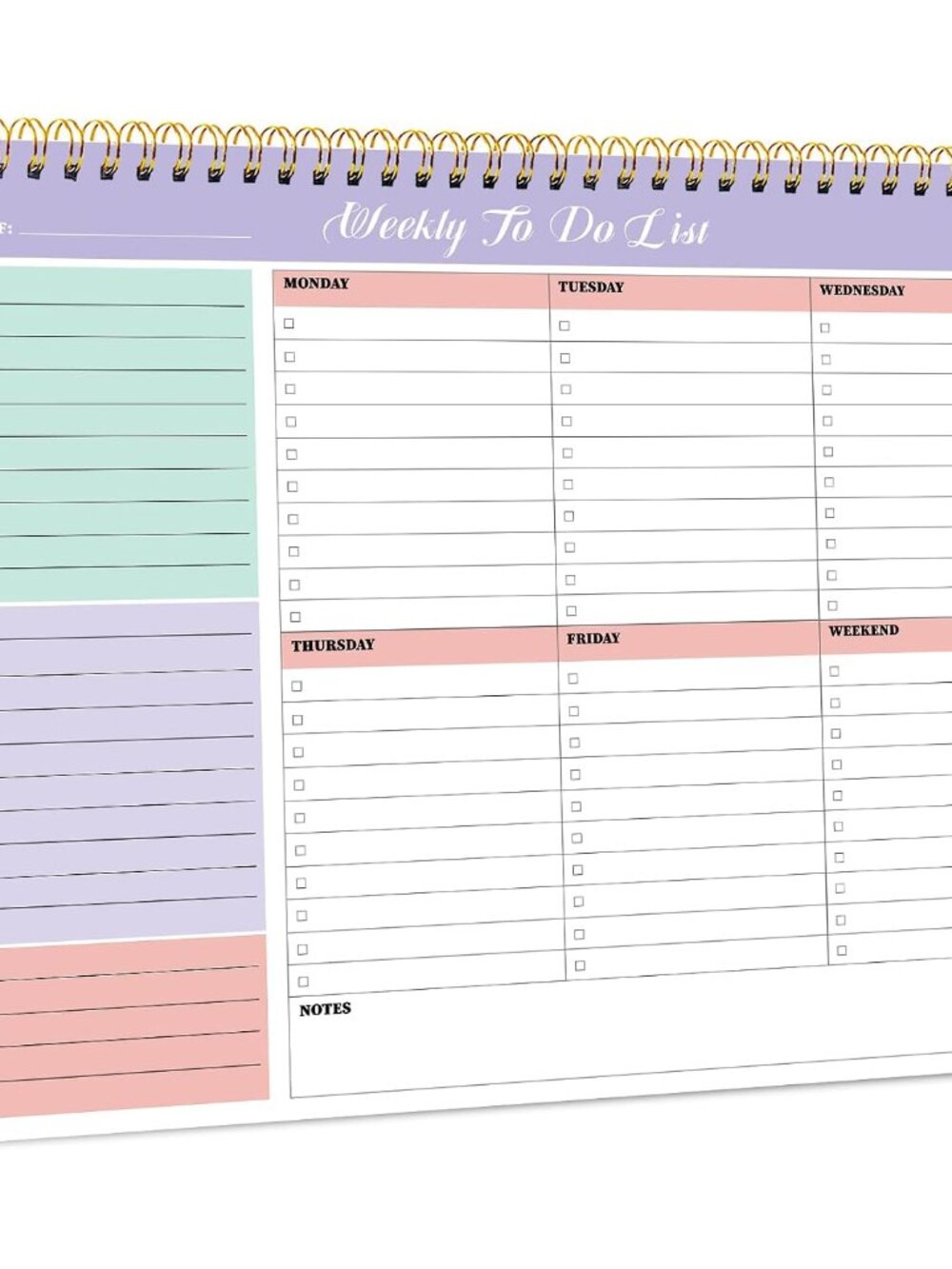 Weekly To Do List Notepad, Undated Weekly Planner Pad, 8.5" x 11"